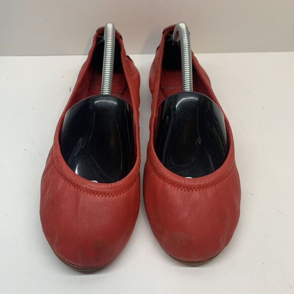 Tory Burch 7 M‎ women’s slip on ballet flat shoes red genuine leather (READ) - Picture 2 of 9